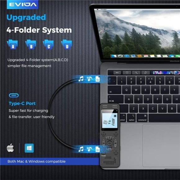 32GB Digital Voice Recorder for Lectures Meetings - EVIDA 2324 Hours Voice - Picture 2 of 6